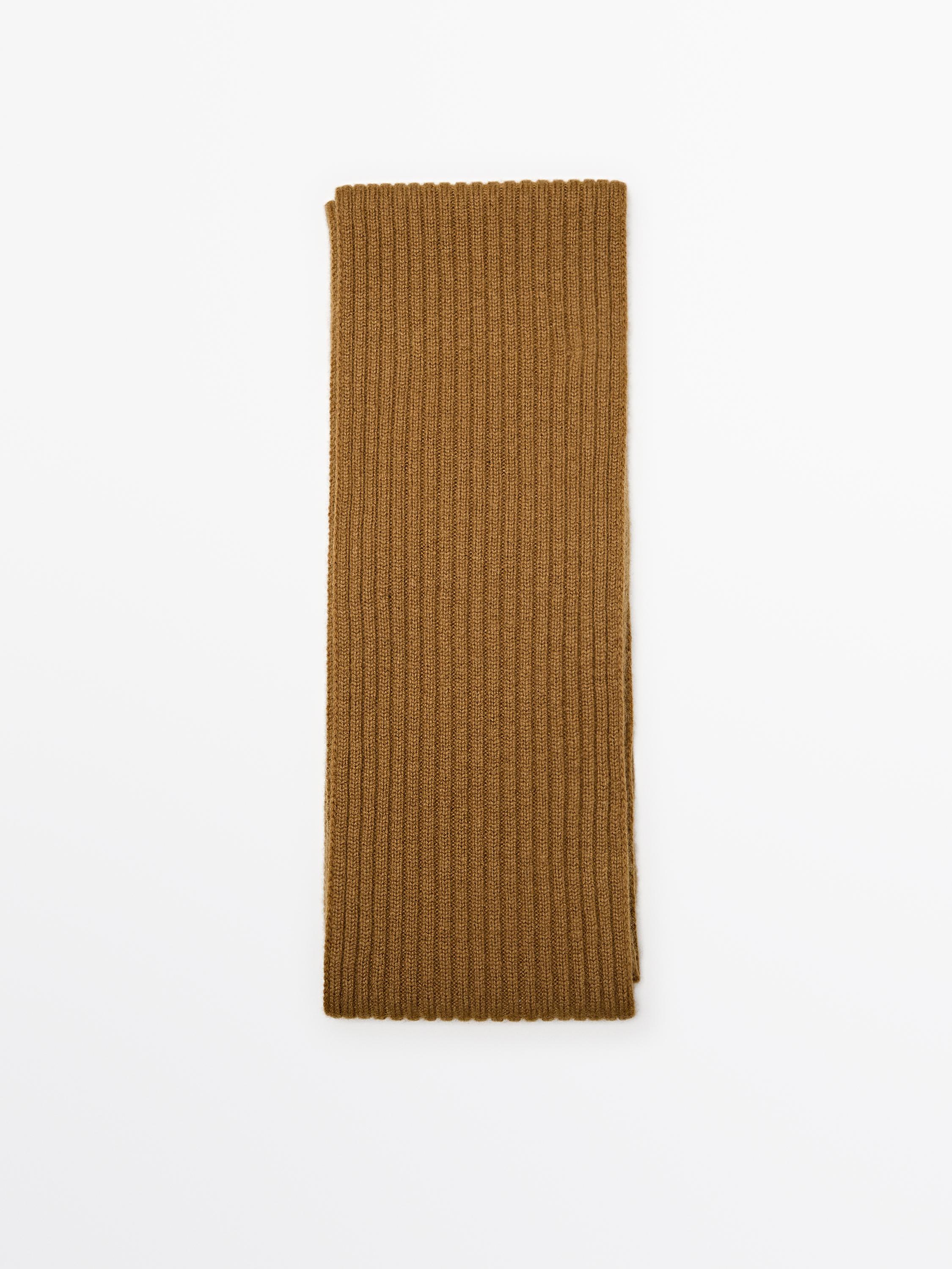 

Шарф из тонкой ребристой ткани Massimo Dutti, горчично-желтый