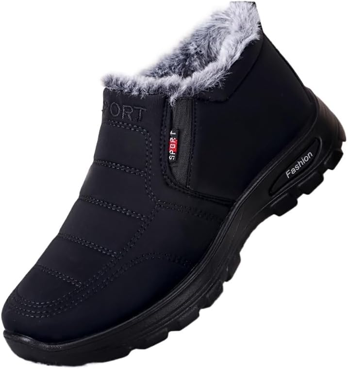 

Мужские зимние ботинки для снега - с плюшевой подкладкой, противоскользящие, для активного отдыха, походов и прогулок, повседневная уличная спортивная обувь Hhhchpm, черный