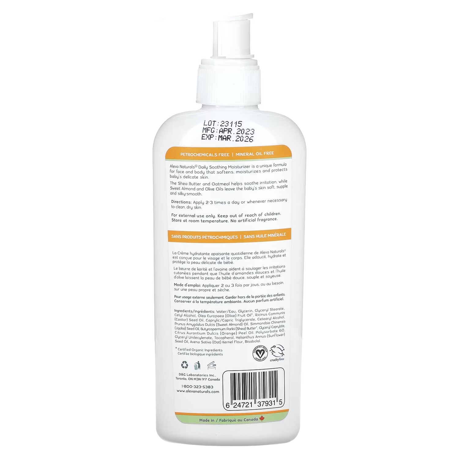 Aleva Naturals Ежедневное успокаивающее увлажняющее средство, 8,0 жидких унций (240 мл) — фото 2