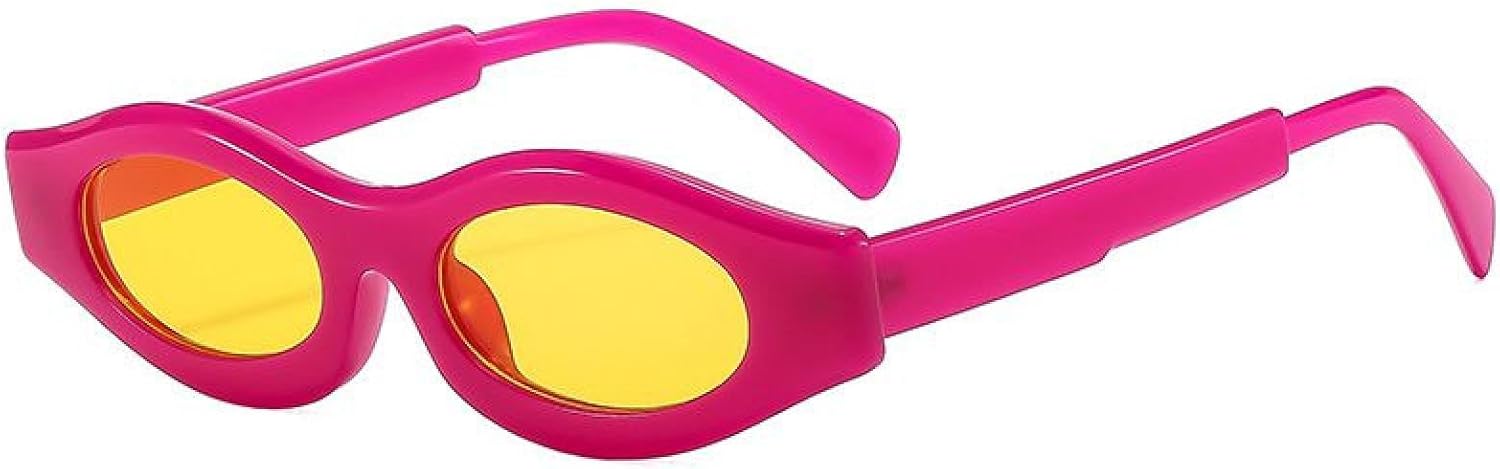 

Маленькие овальные солнцезащитные очки для женщин и мужчин, роскошные, в стиле панк, винтаж, модные, неправильной формы, с защитой от УФ-излучения UV400 TVTBBVV, C5purpleyellow