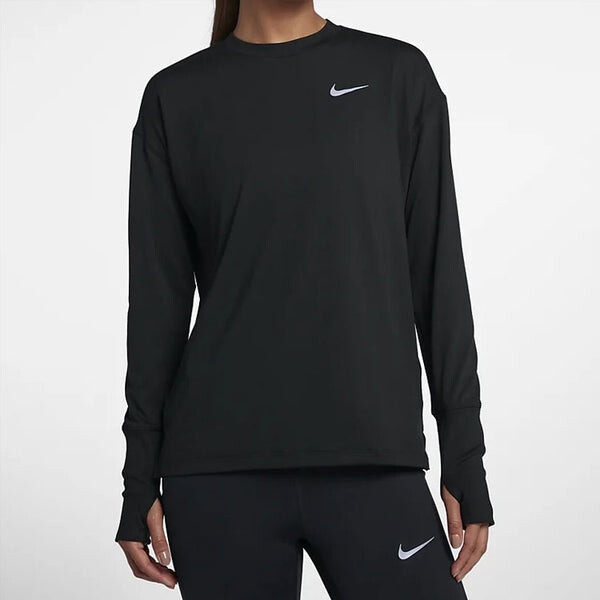 Свитер element casual sports round neck long sleeves running hoodie black Nike, черный — фото 3
