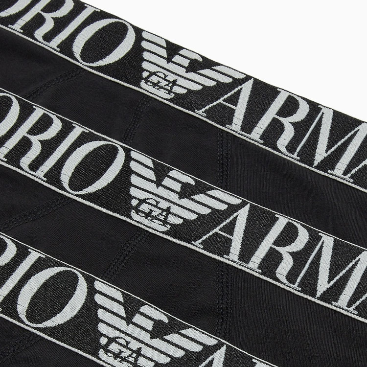 Тройная упаковка трусов Asv Shiny Logoband из органического хлопка EMPORIO ARMANI, 3 штуки (черный) — фото 2