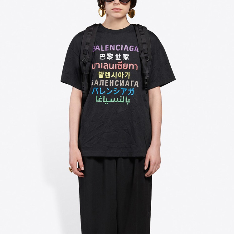 Футболка женская Balenciaga Printing Logo, черный — фото 3