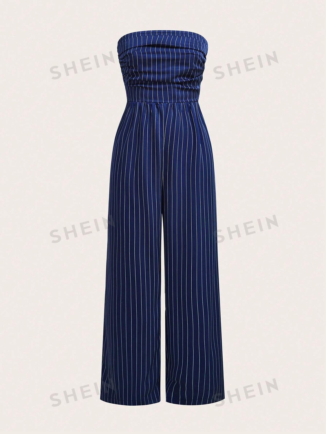 

EZwear Женский темно-синий комбинезон-бандо в полоску Shein, синий