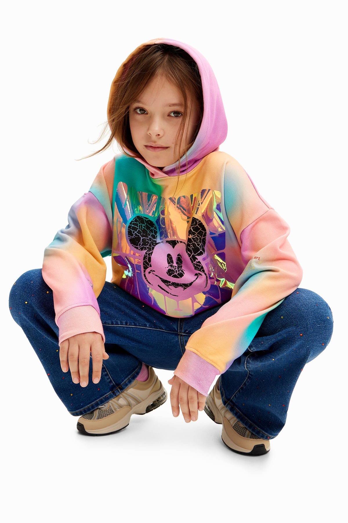 Толстовка с капюшоном и рисунком Микки Мауса в стиле тай-дай (100-150 см) Desigual, Pink/Red/3058 — фото 2