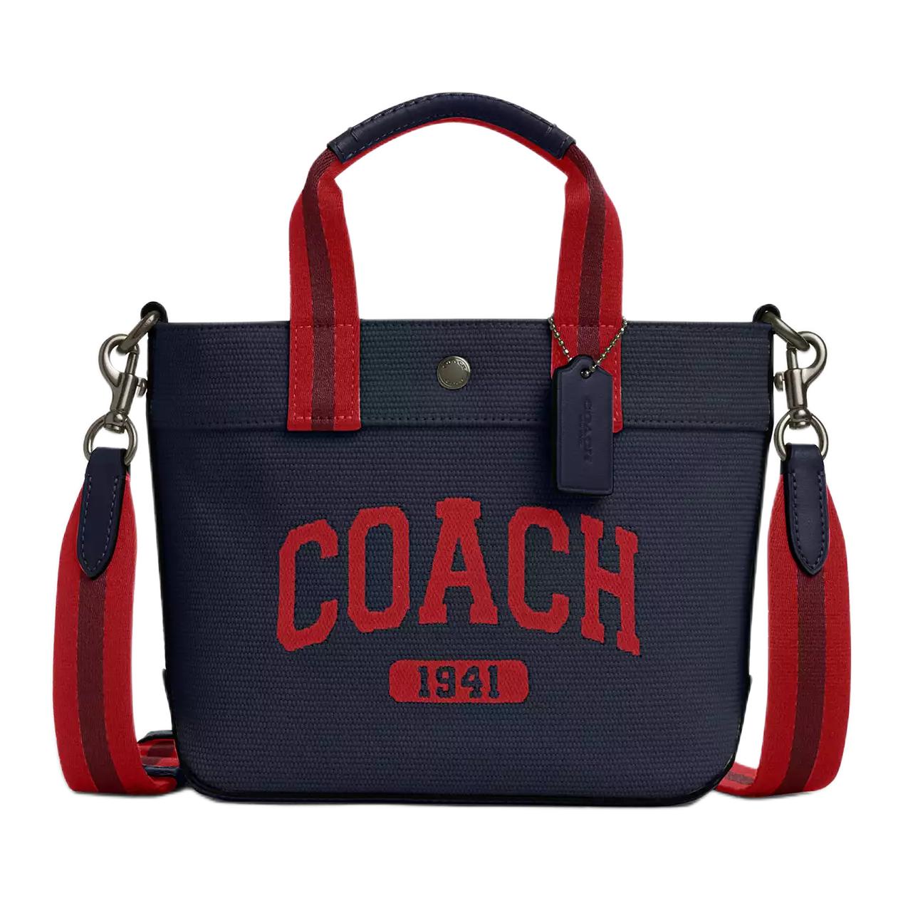 

COACH Миниатюрная сумка через плечо из гладкой кожи для мужчин в морском синем и красном цвете