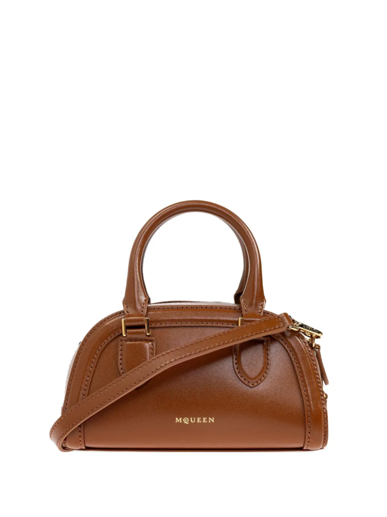 

Мини-сумка-тоут из структурированной кожи Alexander McQueen, коричневый