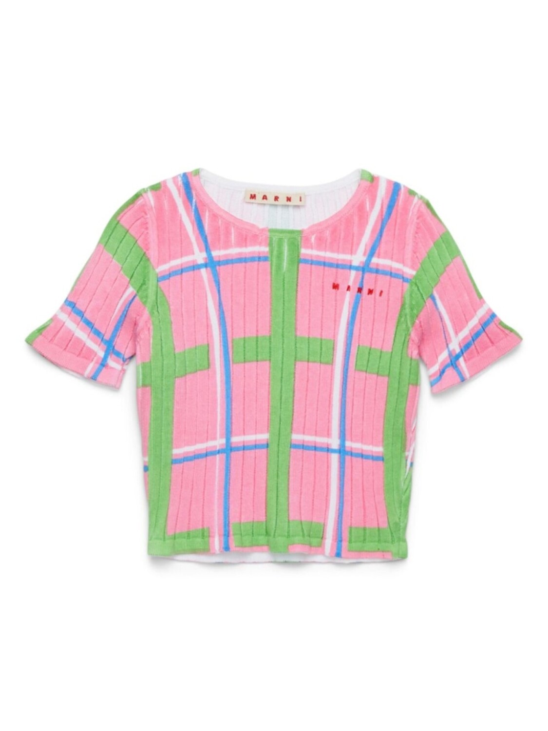 

Клетчатая футболка Marni Kids, розовый