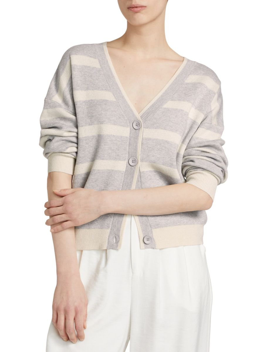 

Полосатый вязаный кардиган свободного кроя Stellae Dux, цвет Grey Linen