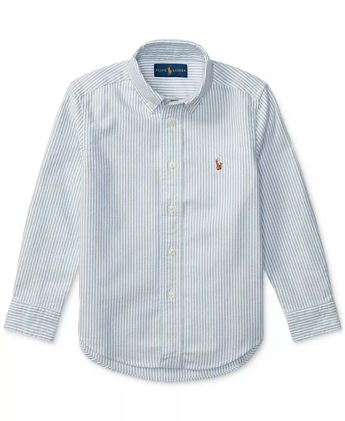 Хлопковая оксфордская рубашка для малышей и мальчиков Polo Ralph Lauren, синий — фото 3