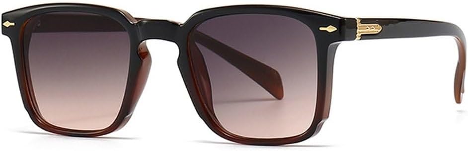 

Ретро классические квадратные солнцезащитные очки для женщин с защитой от УФ-излучения UV400, модные мужские солнцезащитные очки с заклепками и градиентным переходом цвета SKFGNX, Black Tea Gray Pink