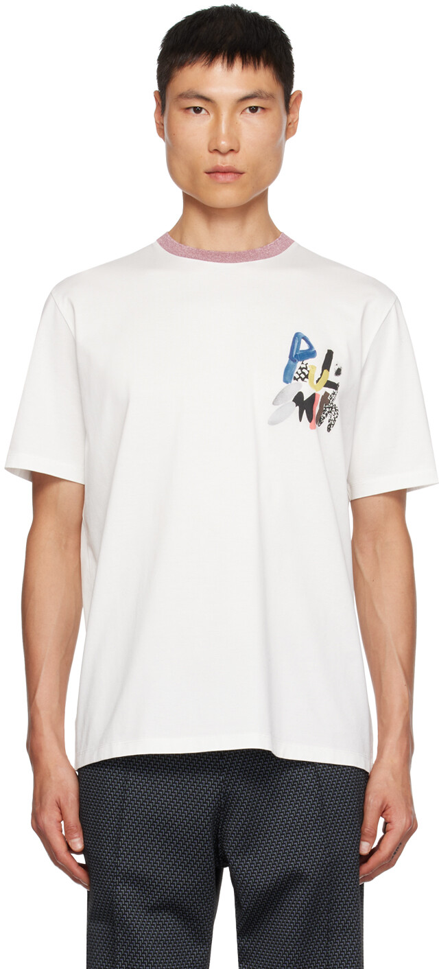 

Paul Smith Белая футболка с рисунком, Белый, Paul Smith Белая футболка с рисунком
