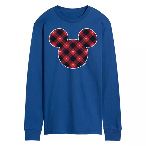 

Мужская рубашка в клетку с силуэтом Микки Мауса Disney, синий