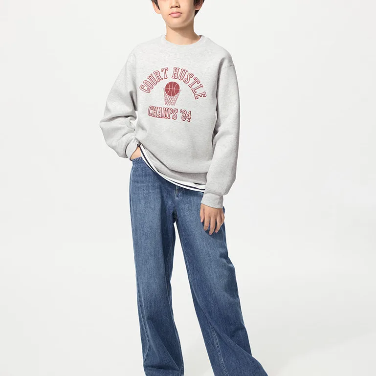 Детский худи UNIQLO, светло-серый — фото 3