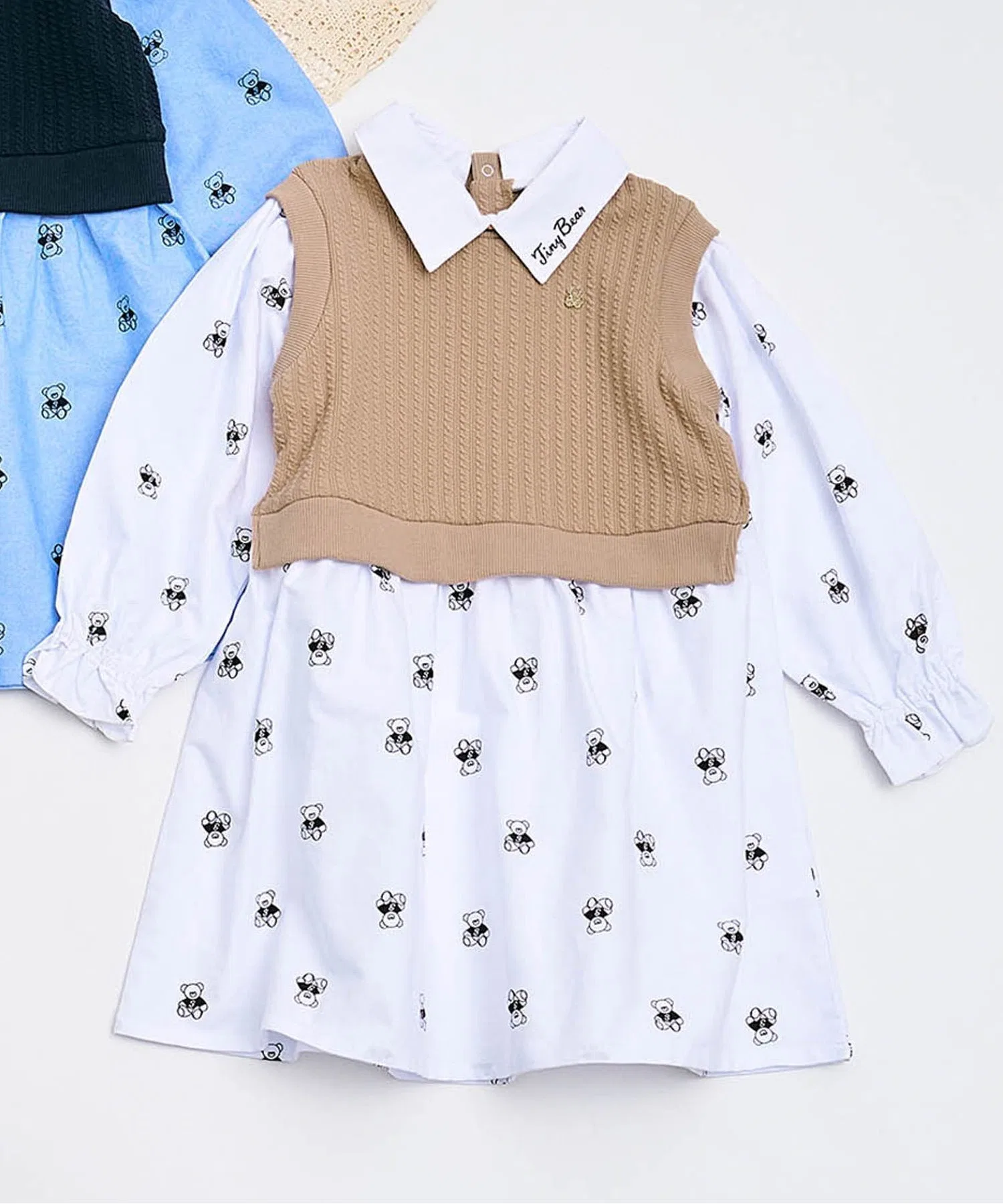Детское платье apres les cours tiny bear с вязаным жилетом