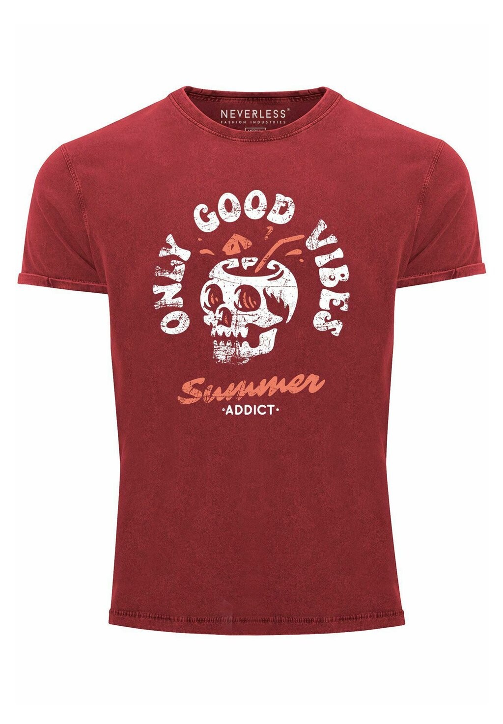 

Футболка с принтом VINTAGE TOTENKOPF SCHRIFT ONLY SKULL SUM Neverless, красный