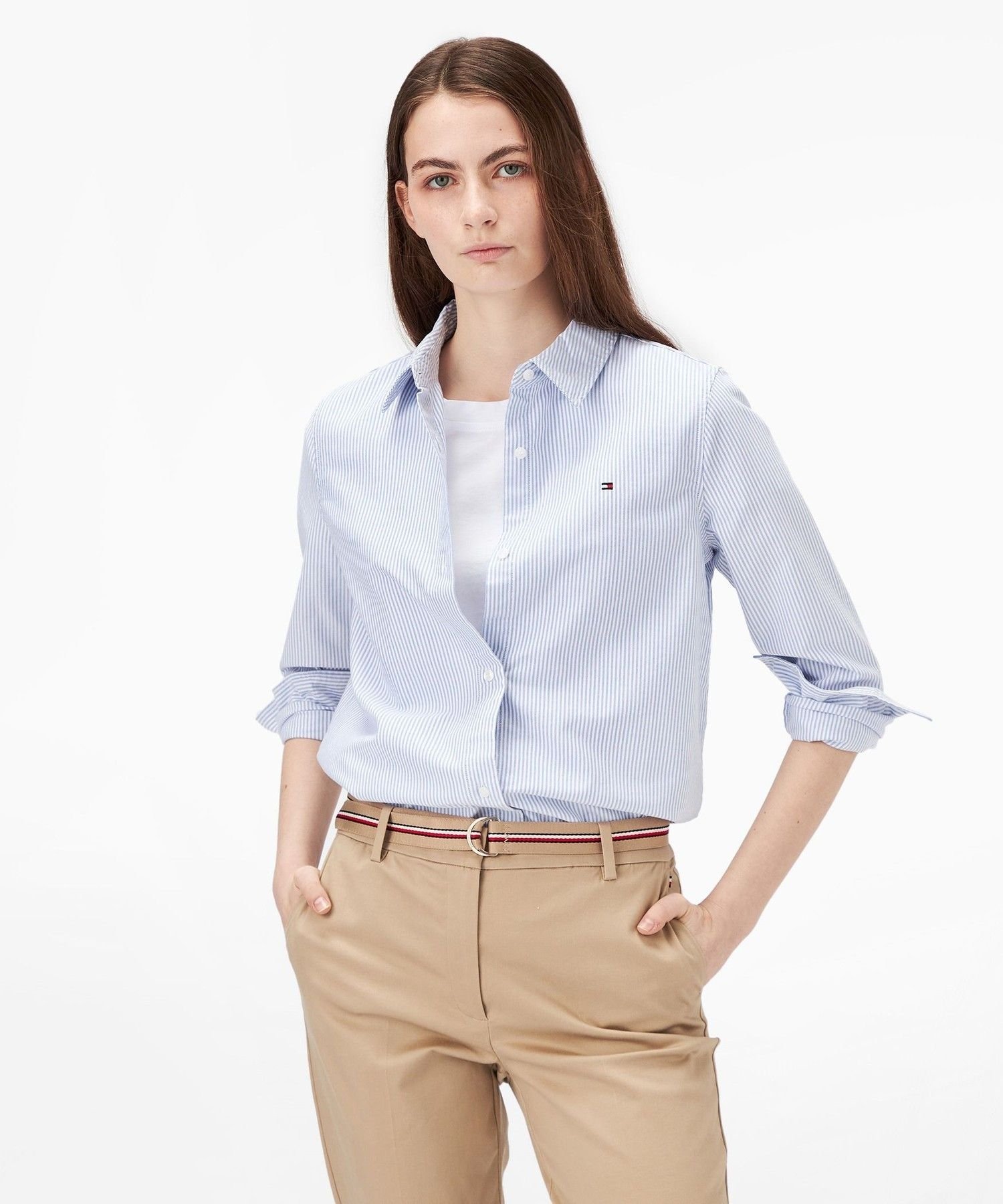Рубашка с длинным рукавом свободного кроя в стиле Оксфорд TOMMY HILFIGER, Blue 04L