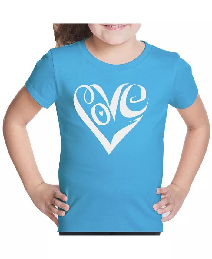 

Футболка Big Girl's Word Art - Script Love Heart LA Pop Art, синий