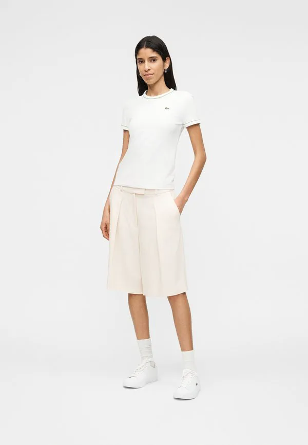 Футболка Lacoste White/Sencha-Billiard Green, облегающая, белый/зеленый — фото 2