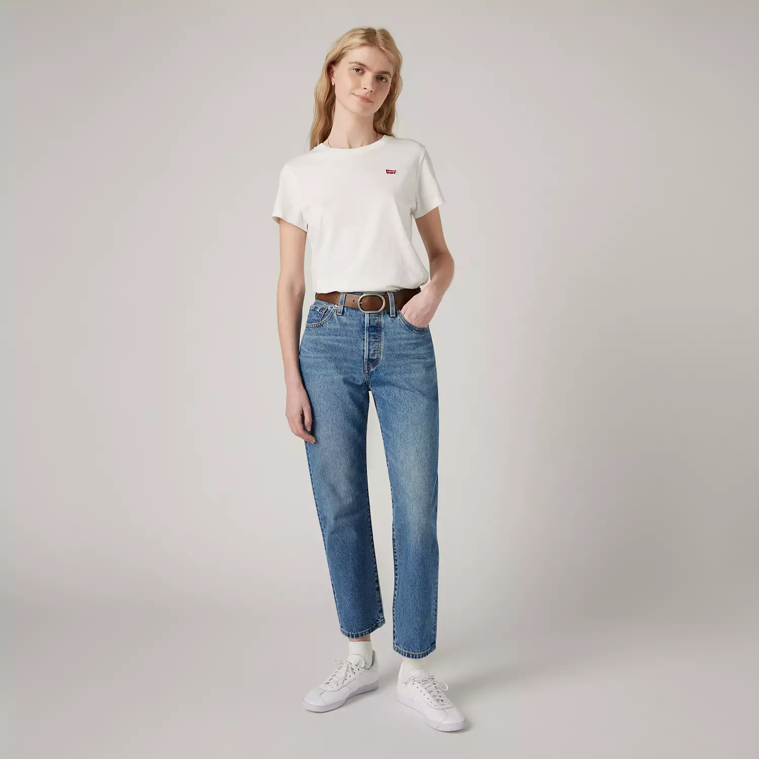 

501 оригинальные укороченные женские джинсы Levi's, цвет Worn In Medium Indigo - Medium Wash