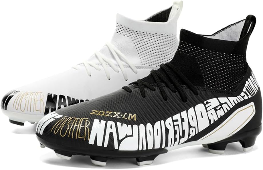 

Футбольные бутсы унисекс FG для тренировок, атлетические, нескользящие, с длинными шипами, высокие, для детей Welrung, белый/черный