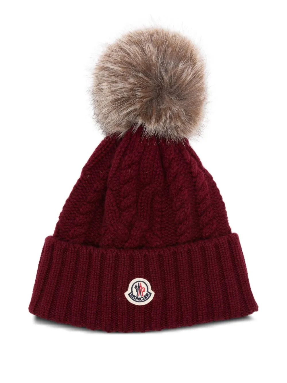 

Шапка-бини с помпоном, связанная косами MONCLER, красный