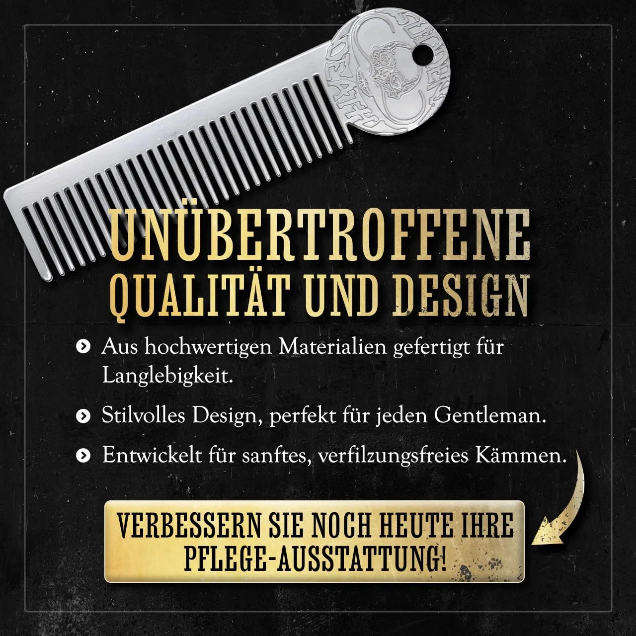 Мужская расческа для усов Death Grip Platinum Edition от THE VINTAGE GROOMING CO. The Vintage Grooming Co. — фото 3