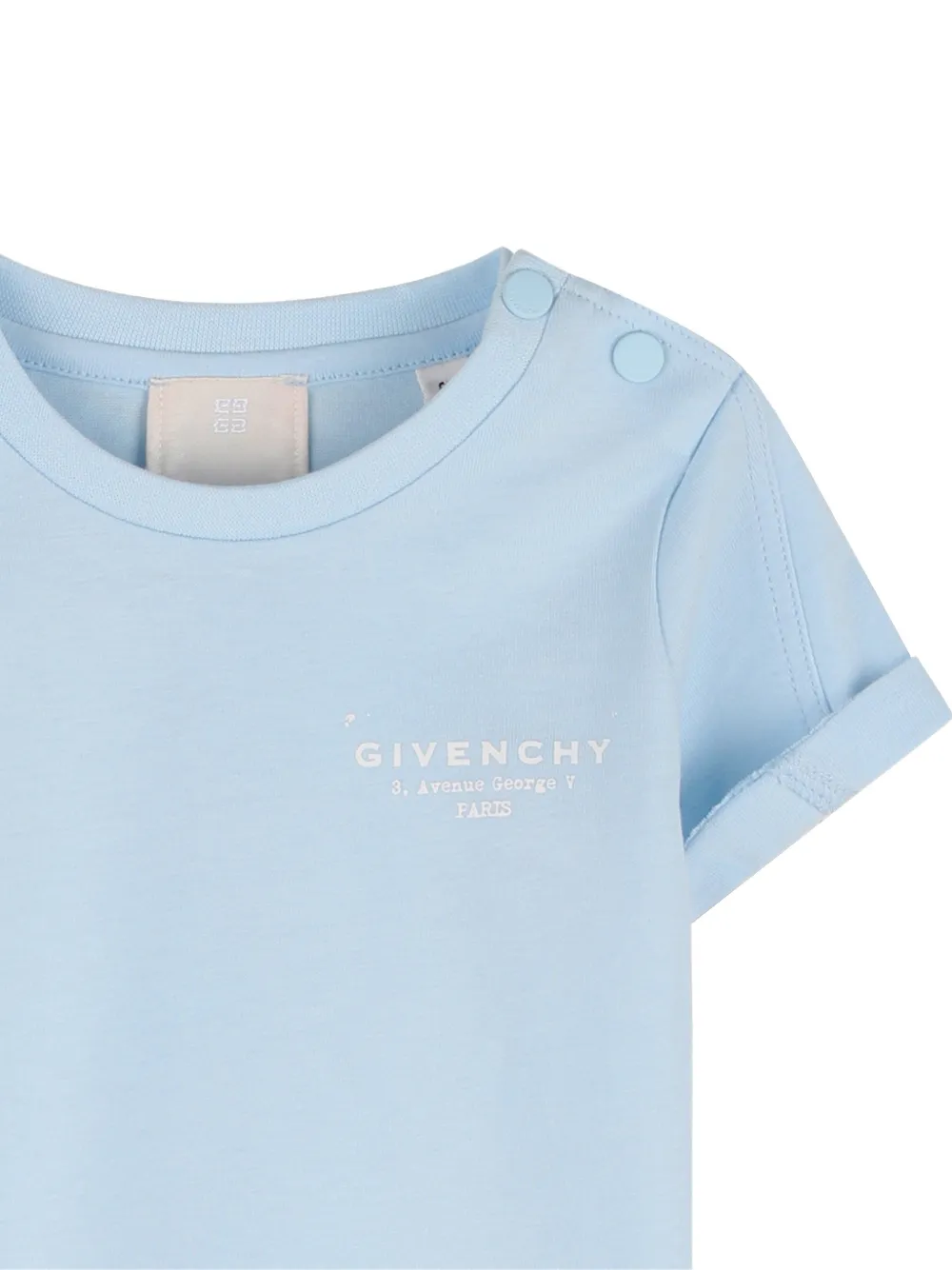 Футболка с рукавами на манжетах и пуговицах Givenchy Kids, синий — фото 3