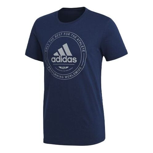 

Футболка logo printing ribbed round neck short sleeve blue Adidas, синий