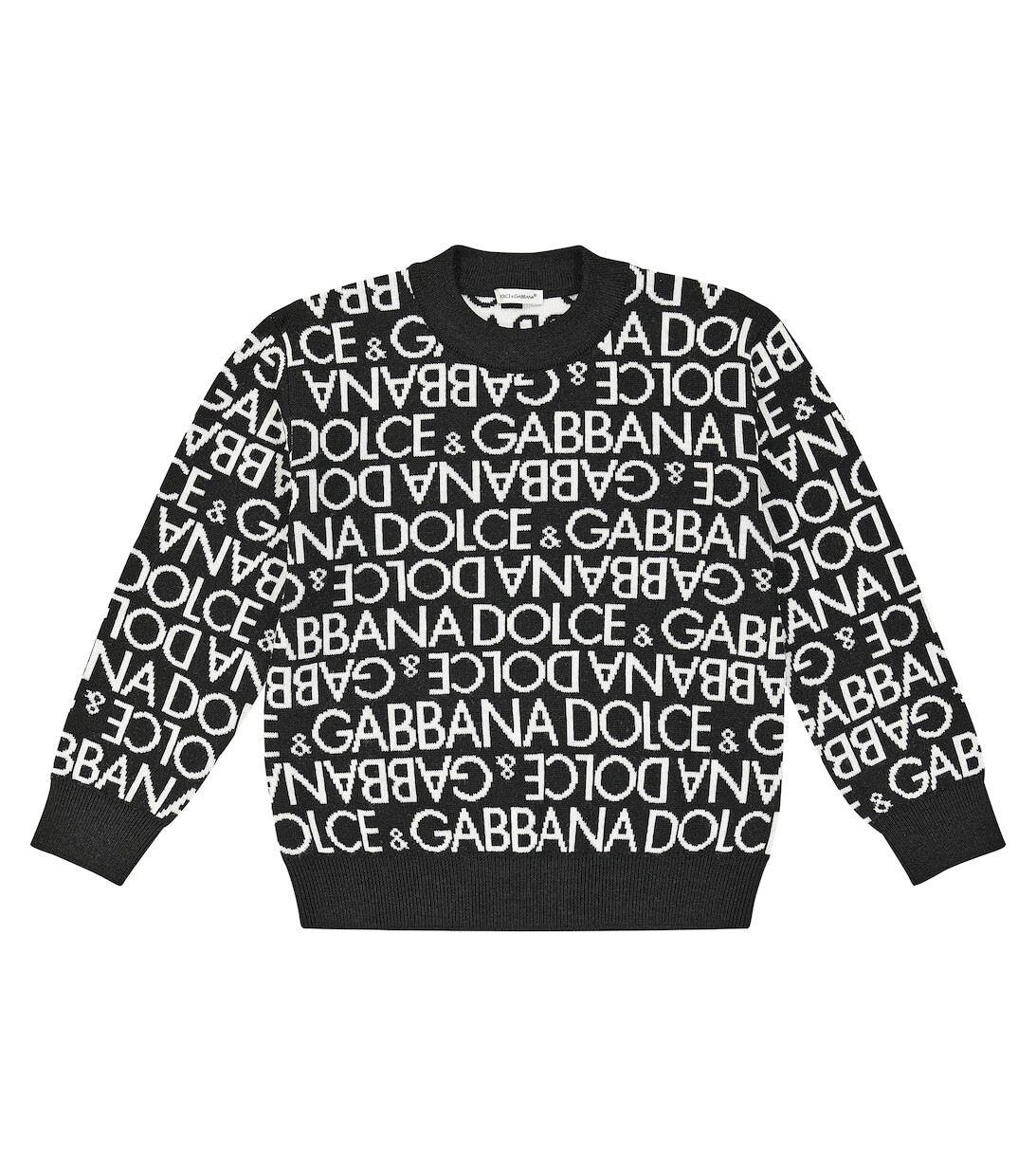 

Свитер из натуральной шерсти интарсия с логотипом Dolce&Gabbana, черный