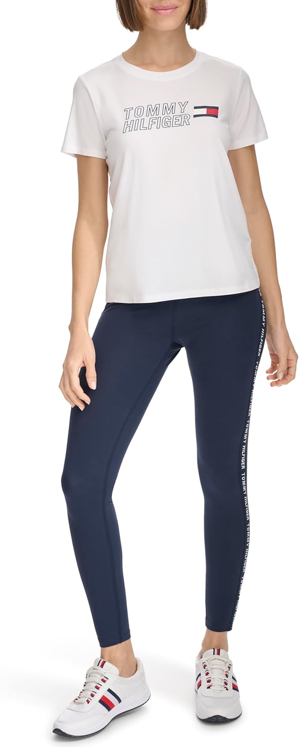 

Женская футболка Tommy Hilfiger с многослойным логотипом, White, Белый, Женская футболка Tommy Hilfiger с многослойным логотипом, White