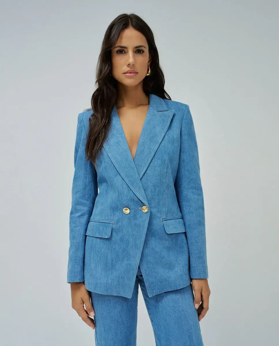 

Женский джинсовый блейзер с застежкой на перекрестные пуговицы Salsa Jeans, синий