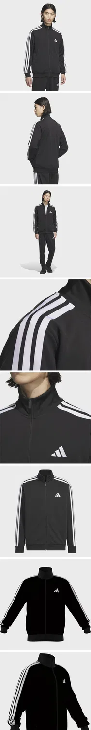 Мужская чёрная спортивная куртка Doubleknit Regular Fit 3S от Adidas — фото 4