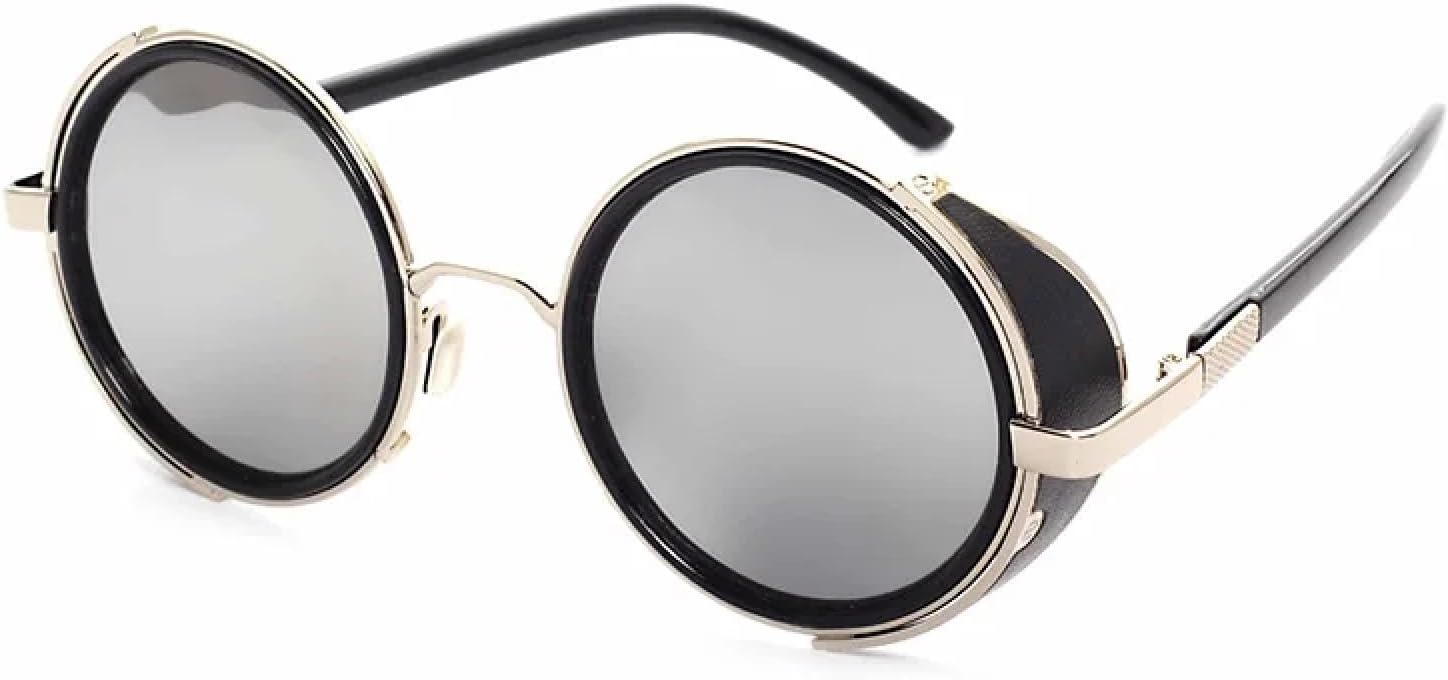 

Винтажные женские солнцезащитные очки в стиле стимпанк ретро с покрытием, мужские круглые солнцезащитные очки в стиле панк с защитой от УФ-излучения UV400 TVTBBVV, Silver Silver