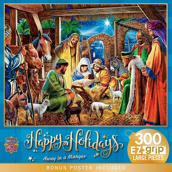 

Шедевры, счастливых праздников - в яслях, пазл EZ Grip из 300 деталей Masterpieces Puzzles, multicolor