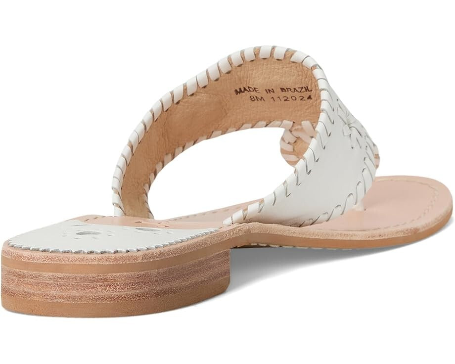 Jack Rogers Jacks Sandals Womens 6 White Leather Slip On Round Toe Thong ZOGG207 — фото 4