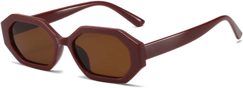 

SO&EI Модные солнцезащитные очки с квадратными линзами, маленькие многоугольные, женские, с градиентным переходом цвета, защита от УФ-излучения UV400, мужские, ретро, ​​с линзами цвета "чай" HYYZZC, Red Brown Tea