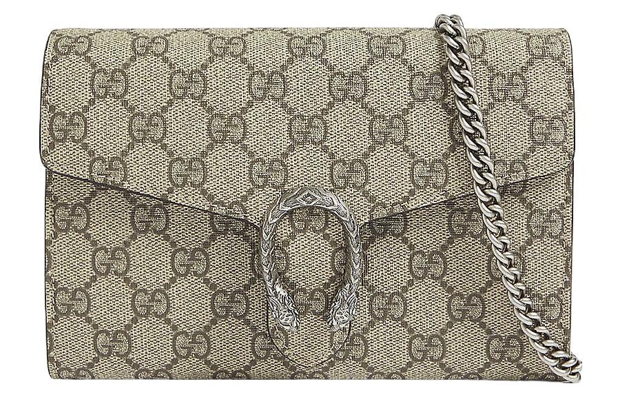 

Кошелек Gucci Dionysus на цепочке GG Supreme (16 слотов для карт), мини-бежевый