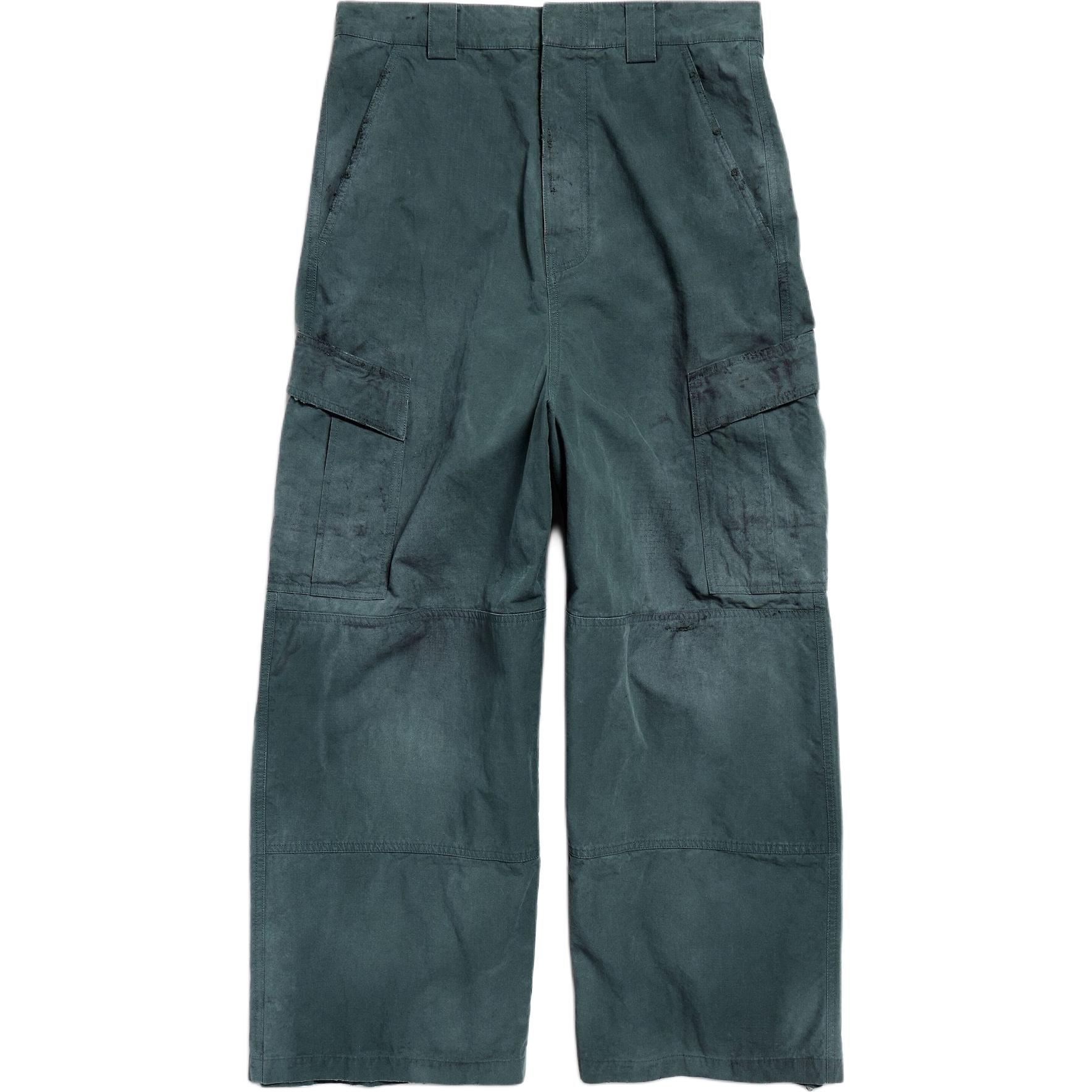 

Потертые хлопковые карго штаны Balenciaga, зеленый