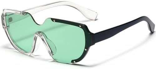 

Модные цельные солнцезащитные очки 2026 года для женщин и мужчин в стиле панк с заклепками, винтажные уникальные солнцезащитные очки в стиле ретро и хип-хоп MTZJH, Black Green