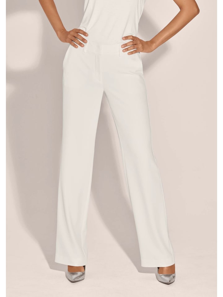 

MADELEINE Широкие эластичные брюки с отглаженными краями, кремового цвета