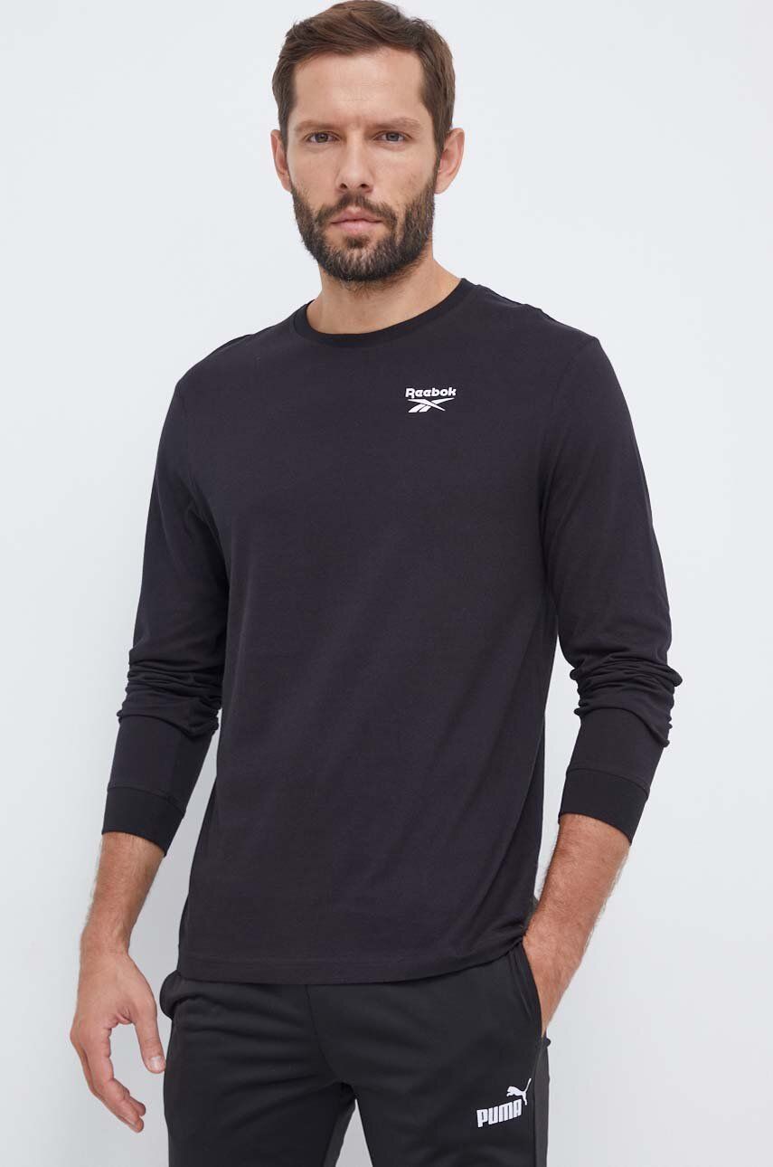 

Хлопковый топ с длинными рукавами Reebok, черный