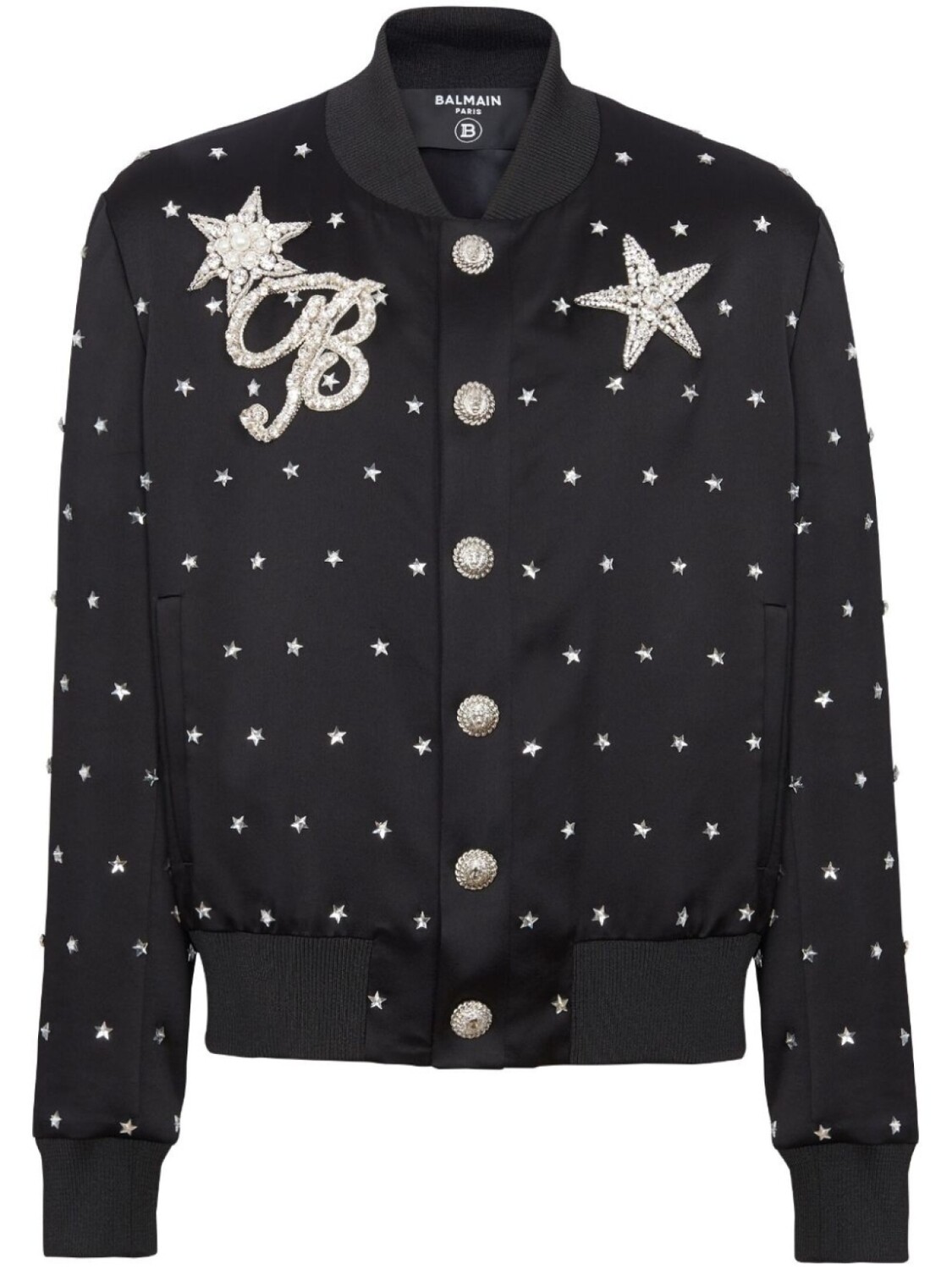

Balmain бомбер с вышивкой Stars, черный