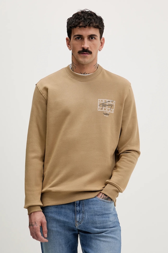 

Хлопковая толстовка Tommy Jeans, коричневый