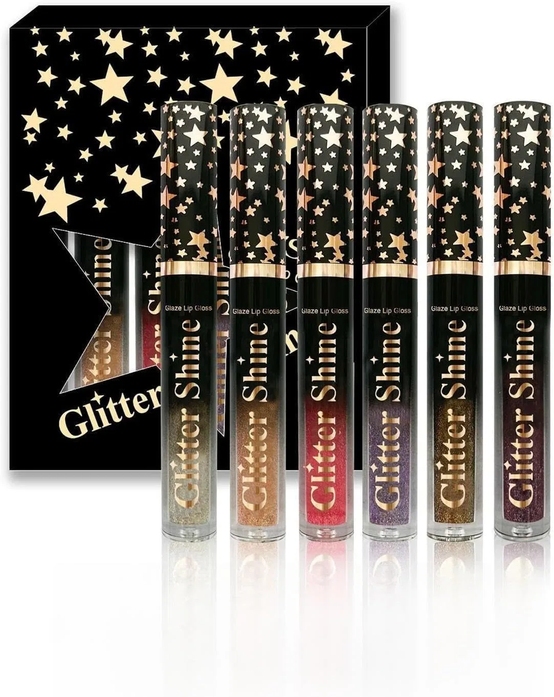 Блеск для губ Glitter Lip Gloss, увлажняющий набор 6 цветов по 2.5 мл