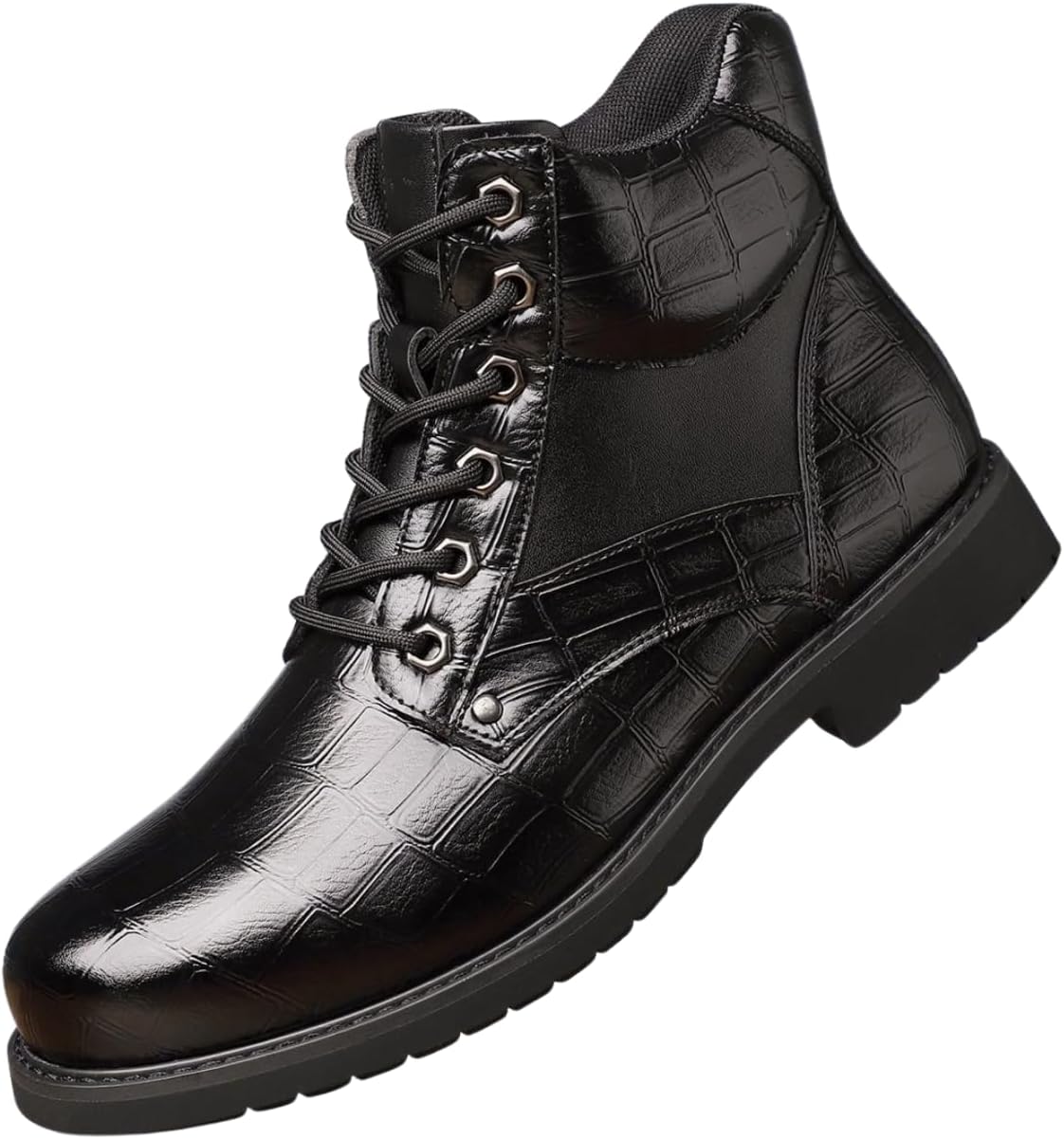 

Мужские ботинки Santimon с тиснением под крокодила, повседневные, на шнуровке, оксфорды, черный