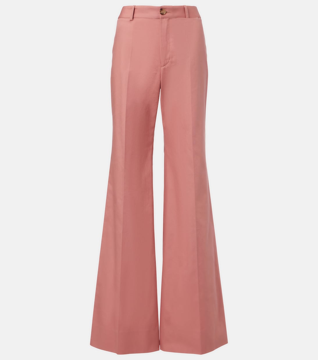 

Высокие плиссированные расклешенные брюки из хлопка Chloé, Wild Pink