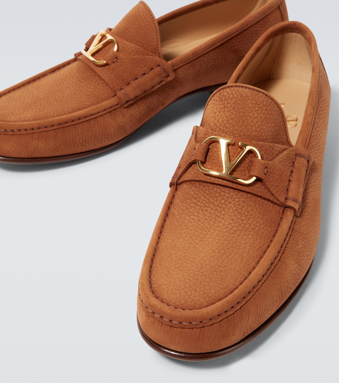 Кожаные лоферы VLogo Valentino Garavani, Tobacco — фото 3