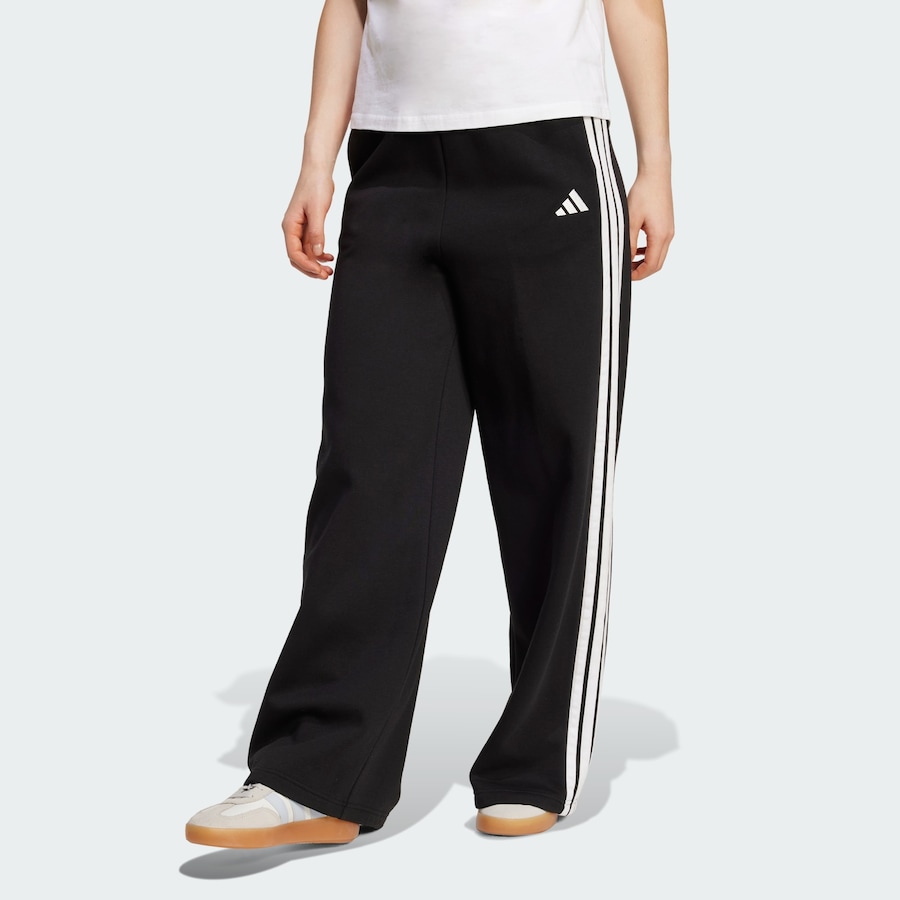 Широкие спортивные брюки ADIDAS SPORTSWEAR 3-Stripes Fleece Wide, черный — фото 2