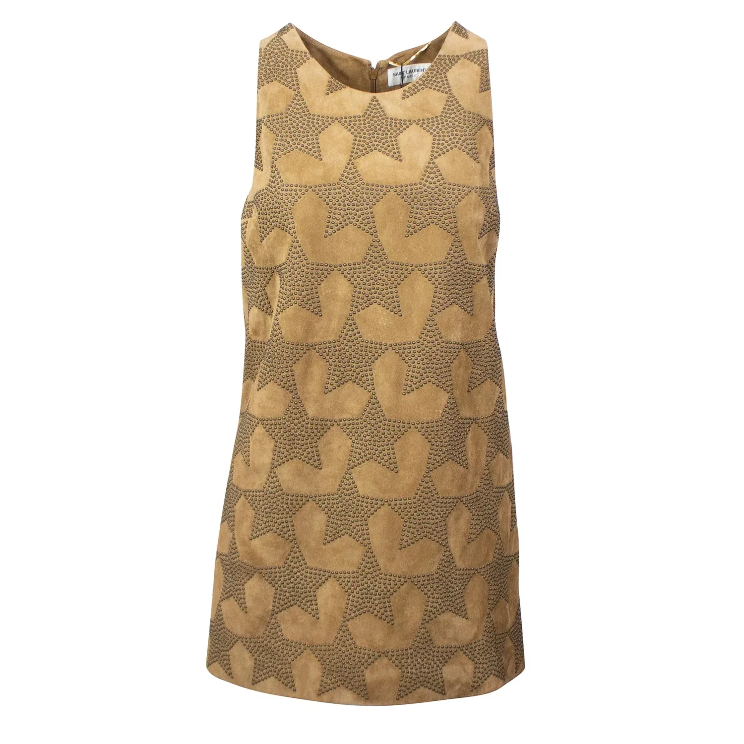 Женское коричневое замшевое мини-платье со звездами Saint Laurent, Brown